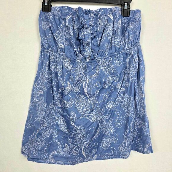 Maurices Blue Paisley Strapless Tube Top Rayon L - Picture 1 of 5